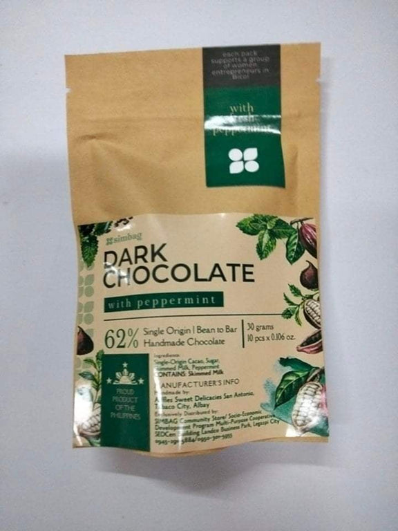 Dark Chocolate 62% Cacao with Peppermint (30g)
